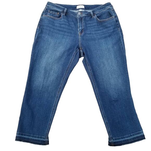 Hi-Rise Straight Crop Jeans Lane Bryant Plus Size 20 Dark Stretch Denim Cropped - Picture 1 of 10